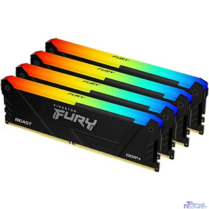 Память оперативная/ Kingston 32GB 2666MT/s DDR4 CL16 DIMM (Kit of 4) FURY Beast RGB