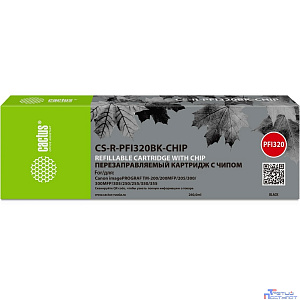 Картридж перезаправляемый струйный Cactus CS-R-PFI320BK-CHIP PFI-320BK черный (260мл) для Canon imagePROGRAF TM-200/200MFP/205/300/300MFP/305/250/255/350/355 с чипом