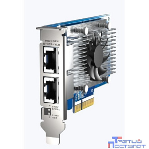 Сетевая карта/ QNAP QXG-10G2T-X710 LAN Expansion Card, PCIe Gen3 x4, Two 10GbE (10G / 5G / 2.5G / 1G / 100M)) Ports with SR-IOV and iSCSI, Block-based, Supports Multiple Virtual Disk Modes