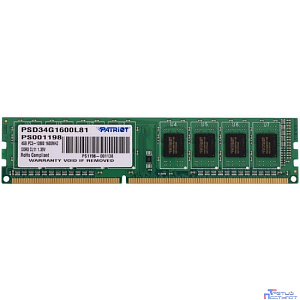 Patriot DDR3 DIMM 4GB (PC3-12800) 1600MHz PSD34G1600L81 1.35V