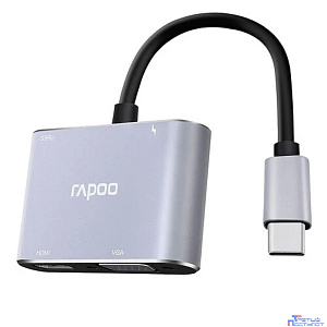 Мультифункциональный адаптер, Rapoo, XD30, 1xHDMI, 1xVGA, Grey (1 год)