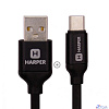 Harper Силиконовый Кабель для зарядки и синхронизации USB - USB type-C , SCH-730 black (1м, способны заряжать устройства до 2х ампер)