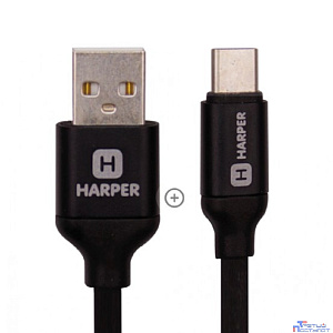 Harper Силиконовый Кабель для зарядки и синхронизации USB - USB type-C , SCH-730 black (1м, способны заряжать устройства до 2х ампер)