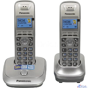 Panasonic KX-TG2512RUN (платиновый/золотой) {Доп трубка в комплекте,АОН, Caller ID,спикерфон на трубке,полифония}