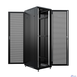 NTSS Шкаф напольный универсальный серверный NTSS R 32U 600х800мм, 4 профиля 19, двери перфорированная и перфорированная, боковые стенки съемные, регулируемые опоры, разобранный, черный RAL 9005 NTSS-R