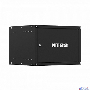NTSS Шкаф настенный телекоммуникационный NTSS LIME 6U 550х450х370мм, 2 профиля 19, дверь сплошная металл, боковые стенки несъемные, разобранный, черный RAL 9005 NTSS-WL6U5545FD-BL