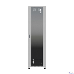 NTSS Шкаф напольный универсальный серверный NTSS R 42U 600х1000мм, 4 профиля 19, двери стекло и сплошная металл, боковые стенки съемные, регулируемые опоры, разобранный, серый RAL 7035 NTSS-R42U60100G