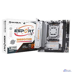 MAXSUN MS-eSport B850ITX WIFI ICE (Socket AM5, mini-ITX, 2*DDR5(96Gb), DP/HDMI,  2*SATA3, 2*M.2,  1*PCIEx16, 4*USB2.0, 2*USB 3.0, 1*Type-C, LAN 1*2,5G, Bluetooth, Wi-Fi 802.11ax, RTL)