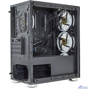 ExegateEX294382RUS Корпус Minitower ExeGate Mistery X2 (mATX, без БП, 2*USB+1*USB3.0, аудио, черный, 4 вент. 12см с RGB подсветкой, боковая панель - закаленное стекло)