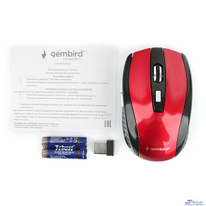 Мышь беспров. Gembird MUSW-330-3, 2.4ГГц, красный