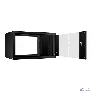 Cabeus WSC-05D-6U55/45-BK Шкаф телекоммуникационный настенный 19" 6U, серия LIGHT разборный, дверь стекло, цвет черный