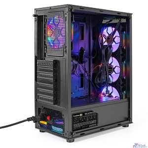 Exegate EX296079RUS Корпус Miditower ExeGate i3 BASE-EVO800 (ATX, БП EVO800RGB с вент. 12 см, с окном, 1*USB+1*USB3.0, аудио, 4 вент. 12см с RGB подсветкой)