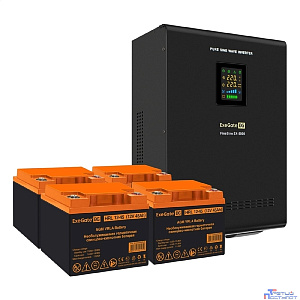 Exegate EX296660RUS Комплект ИБП EX296004RUS + батарея 45Ач EX285666RUS 4шт (инвертор, синус, для котла, настенный) FineSine SX-5000.LCD.AVR.2SH.T <5000VA/3500W, чистая синусоида, цветной LCD-дисплей,