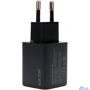 Cablexpert зарядное устройство 20Вт GaN, 3А, QC4.0/PD, 1xUSB, 1xType-C, черный, пакет (MP3A-PC-62)