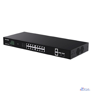 TENDA TEG1120P-16-150W Коммутатор неуправляемый PoE, 18 портов, 18x1 Гбит/с, PoE 16х30 Вт (до 150Вт), SFP 2x1 Гбит/с, установка в стойку