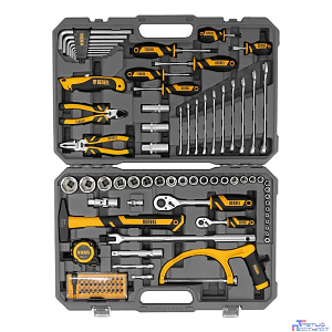 Набор инструментов, 1/2", 1/4", CrV, S2, пластиковый кейс, 100 предметов// Denzel [15803]
