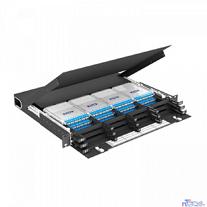 NTSS Кросс распределительный стоечный выдвижной 19” NTSS PREMIUM RRDC 1U, 12 CSM MTP кассет, черный NTSS-RsFOB-PM-1U-CSM-12-MTP-BL