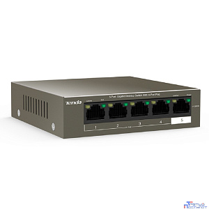 TENDA TEG1105P-4-63W Коммутатор настольный 5-Ports 10/100/1000 Base-T 4-Ports PoE(PoE бюджет 58W)