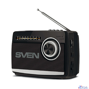 SVEN АС SRP-155, чёрный (3 Вт, Bluetooth, FM/AM/SW, USB, microSD, фонарь, встроенный аккумулятор)