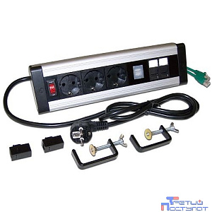 Блок розеток LANMASTER 3 эл. модуля, 2 USB модуля, 2 порта кат.6 (LAN-WA-DC/3G+2UC+2C6)