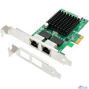 ORIENT XWT-INT82L2PE, Сетевая карта PCI-Ex1 v1.0a 2xRJ45 Gigabit Ethernet, Intel 82571GB chipset, 1 Гбит/с, 2 планки крепления в комплекте (31282)