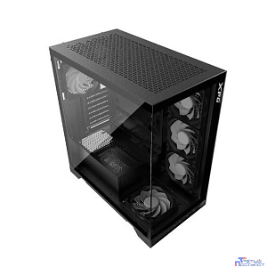 XPG INVADER X BLACK (INVADERXMT-BKCWW) Mid-Tower Gaming ATX PC Case with Panoramic View, Tempered Glass Panels, and RGB Lighting Black