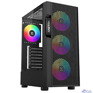 XASTRA Корпус A302 4FRGB  Black ATX/Mesh/ tempered glass / 4x120mm FC120-FRGB fans/ A302-BK-FC120FRGB-4F-GL