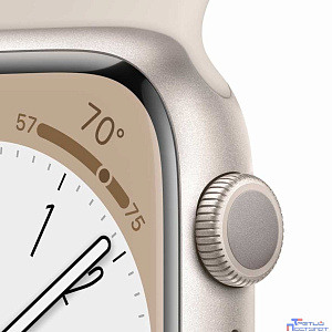 Apple Watch Series 8, 45 мм, корпус из алюминия цвета сияющая звезда, спортивный ремешок цвета сияющая звезда, размер M/L [MNUQ3LL/A] (США)