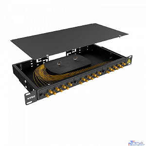 NTSS Кросс 19" NTSS PREMIUM, предсобранный 1U, 20 портов ST/UPC, 9/125 мкм, (сплайс, пигтейлы, кдзс, планки, адаптеры), черный, RAL9005 NTSS-RFOB-PM-1U-20-ST/U-9-SP1.5G2A-BL