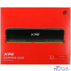 A-data DDR4 64GB (2x32GB) UDIMM, XPG GAMMIX D20, 3200MHz CL16-20-20, 1.35V, AX4U320032G16A-DCBK20