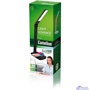 Camelion KD-825  C02 черн.LED (Свет-к наст.с беспроводн.зарядкой,16 Вт,230В, 360лм,4500К, рег.ярк.)