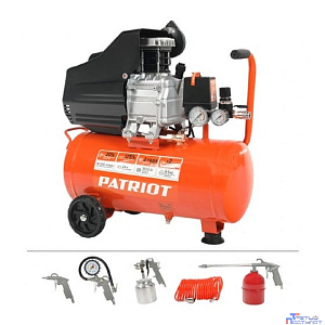 PATRIOT EURO 24-240K Компрессор [525306366] { 240 л/мин, 8 бар, 1500 Вт, 24 л, быстросъемный 1/4" + "елочка", набор пневмоинструмента KIT 5В }
