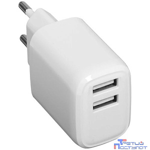 Cablexpert  Зарядное устройство 10.5Вт, 2.1А, 2xUSB, белый, пакет (MP3A-PC-58)