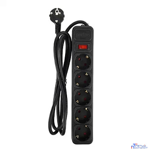 Perfeo сетевой фильтр "REAL POWER", 5,0м, 5 розеток, 16А, 3500 Вт, тройная защита, черный. [PF_E1503]