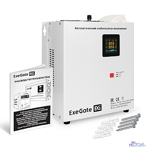 Exegate EX298702RUS Стабилизатор напряжения напольный/настенный ExeGate Master Turbo AVS-20000M (20000ВА, вход 100-265В, цветной дисплей, выход 220В±8%, КПД 98%, 5 уровней защиты, задержка, усиленный