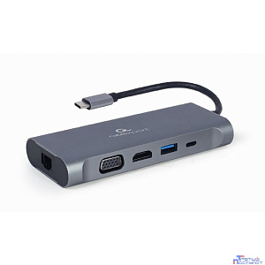 Cablexpert A-CM-COMBO7-01 Адаптер интерфейсов Cablexpert A-CM-COMBO7-01, USB-CM 7-в-1 (Type-C, USB3.0, HDMI, VGA, RJ-45)