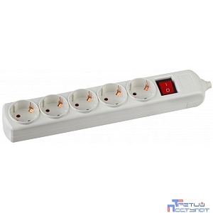 ЭРА C0045326 Колодка K-5es с заземлением с выключателем 5 гнезд белая {корпус полипропилен}