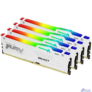 Kingston 64GB 5200MT/s DDR5 CL40 DIMM (Kit of 4) FURY Beast White RGB XMP KF552C40BWAK4-64