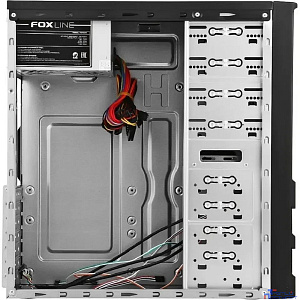 Foxline FL-301, ATX, 1x5.25EXT, 1x3.5EXT, 4x3.5INT, 4xUSB2.0, HDA, w/o FAN, w/PSU 450W 8cm, w/C13-C14 cable 1.5m, , w/DVD-RW installed