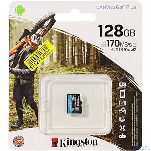 Micro SecureDigital 128Gb Kingston Canvas Go Plus UHS-I U3 A2  (170/90 MB/s) SDCG3/128GBSP