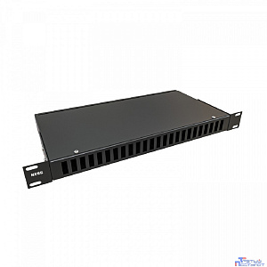 NTSS Кросс NTSS оптический 19'' частично укомплектованный 1U, 24 порта LC quadro (сплошная панель, сплайс-кассета-3шт) черный RAL 9005 NTSS-RFOB-1U-24-4LC-S0000-BL