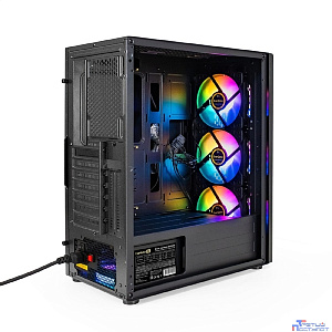 Exegate EX296078RUS Корпус Miditower ExeGate EVO-9205-EVO800 (ATX, БП EVO800RGB с вент. 12 см, с окном, 1*USB+1*USB3.0, аудио, черный, 3 вент. 12см с RGB подсветкой)