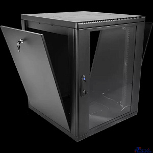 ЦМО Шкаф телекоммуникационный настенный разборный 15U (600 x 650) съемные стенки, дверь стекло, цвет черный (ШРН-М-15.650-9005)