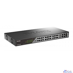 D-Link DSS-200G-28MP/A1A Настраиваемый L2 коммутатор с 24 портами 10/100/1000Base-T и 4 комбо-портами 100/1000Base-T/SFP (24 порта PoE 802.3af/at, PoE-бюджет 370 Вт, дальность до 250 м)