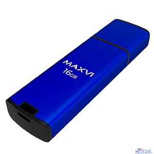 Maxvi USB Drive 16GB MP2 blue, монолит с колпачком, ABS пластик + металл, USB 2.0