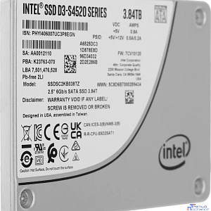 Intel SSD D3-S4520 Series, 3.84TB, 2.5" 7mm, SATA3, SSDSC2KB038TZ01(1Z)