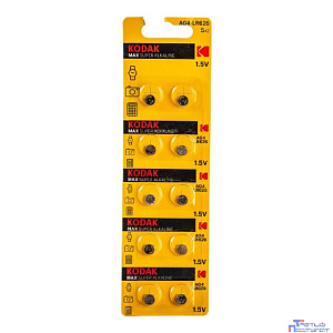 Kodak AG4 (377) LR626, LR66 [KAG4-10] Max Button Cell (100/1000/98000) (10 шт. в уп-ке)