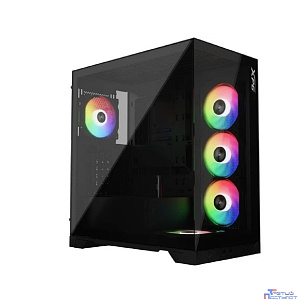 XPG INVADER X BLACK (INVADERXMT-BKCWW) Mid-Tower Gaming ATX PC Case with Panoramic View, Tempered Glass Panels, and RGB Lighting Black