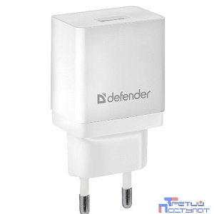 Defender Сетевой адаптер 1xUSB, 5V/2.1А, белый , пакет (EPA-10) (83549)