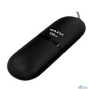 Maxvi USB Drive 128GB SF black, монолит с колпачком, soft touch, USB 2.0
